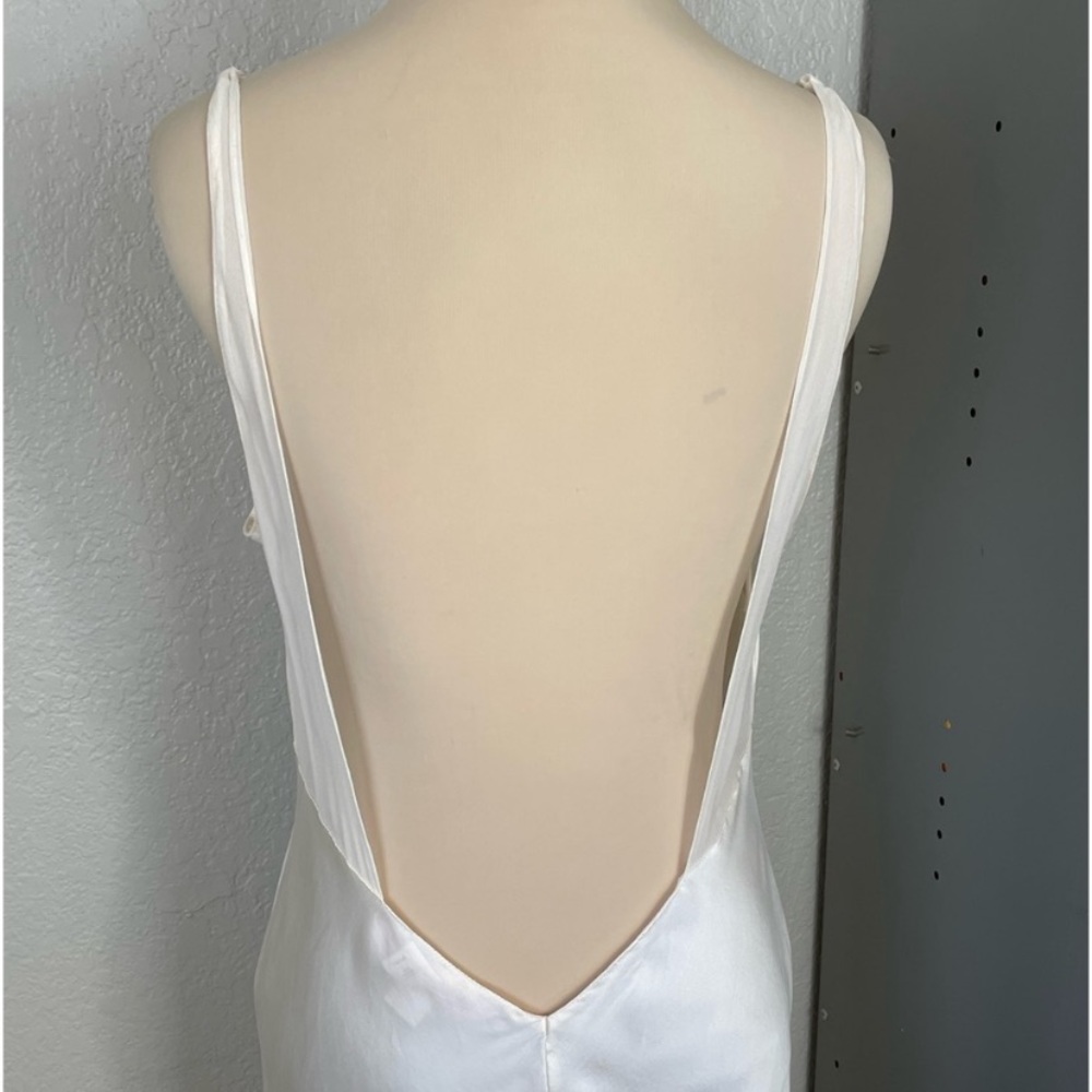 Vintage 90’s 100% Silk Slip Dress Silk Dress Cream White Cowl Prom Sheer - Picture 6 of 10